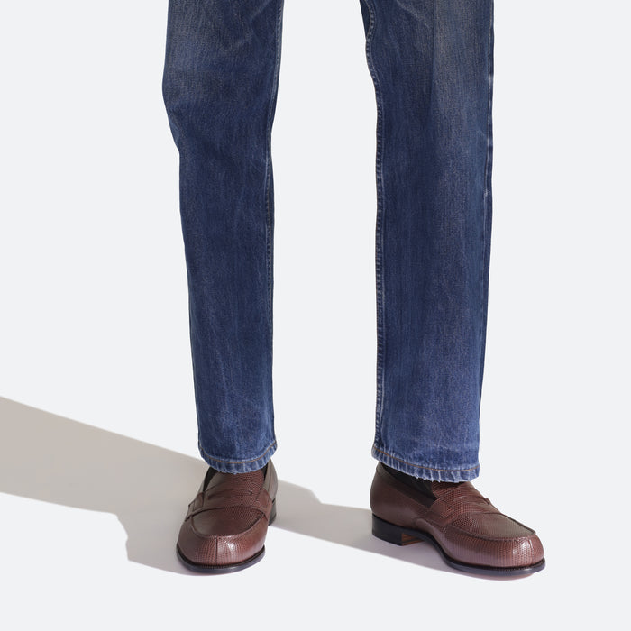 J.m. Weston Mocassin 180 Homme En Lézard Marron