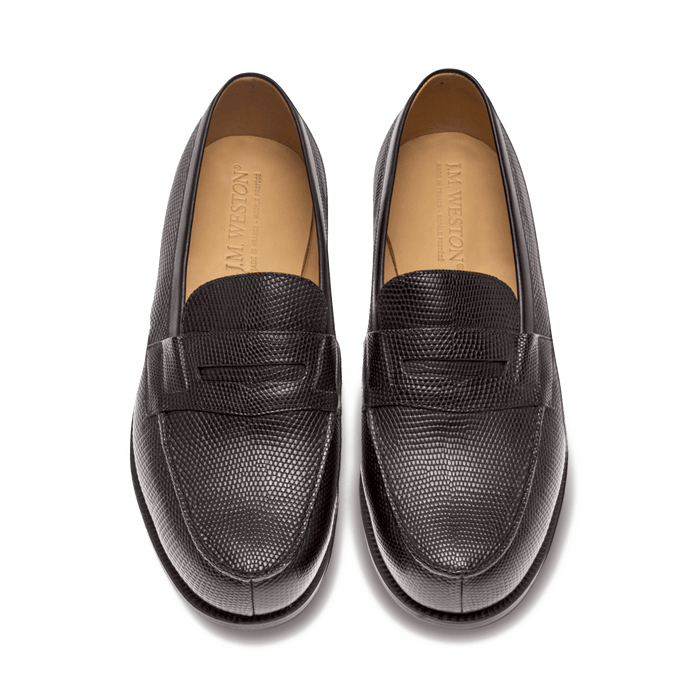 J.m. Weston Mocassin 180 Homme En Lézard Noir
