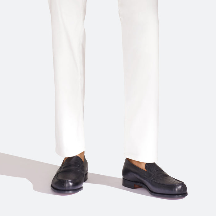 J.m. Weston Mocassin 180 Homme En Lézard Noir