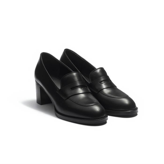 J.m. Weston Mocassin à Talon En Cuir Lisse Noir