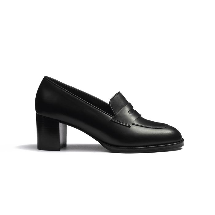 j.m. weston Mocassin à talon en cuir lisse noir