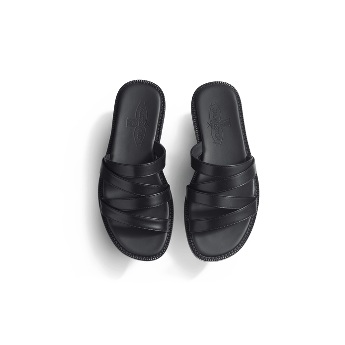 J.m. Weston Mule Double V Femme En Cuir Lisse Noir