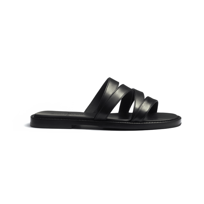 j.m. weston Mule Double V femme en cuir lisse noir