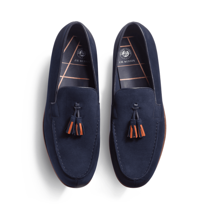 J.m. Weston Le Moc' Pampilles Roland-Garros Homme En Nubuck Bleu