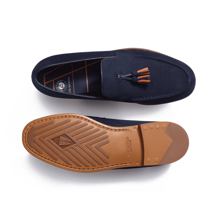 J.m. Weston Le Moc' Pampilles Roland-Garros Homme En Nubuck Bleu