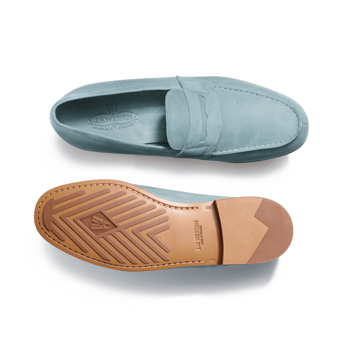 J.m. Weston Le Moc' Weston Homme En Nubuck Bleu D'avant