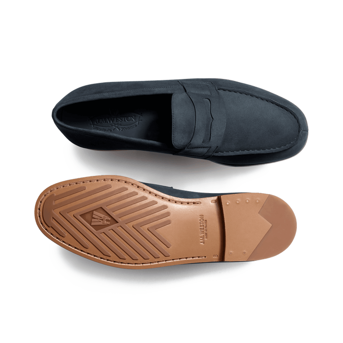 J.m. Weston Le Moc' Weston Homme En Nubuck Bleu Marine