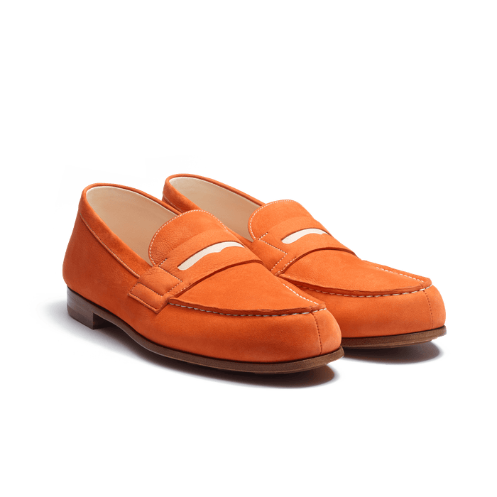 J.m. Weston Le Moc' Weston Roland-Garros Homme En Nubuck Orange Et Cuir Veau Sport Blanc