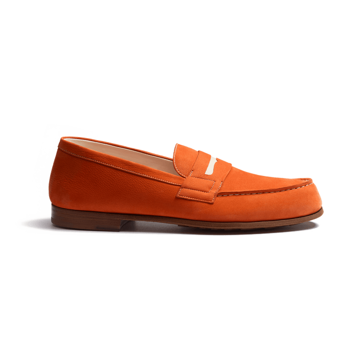 j.m. weston Le Moc' Weston Roland-Garros homme en nubuck orange et cuir veau sport blanc