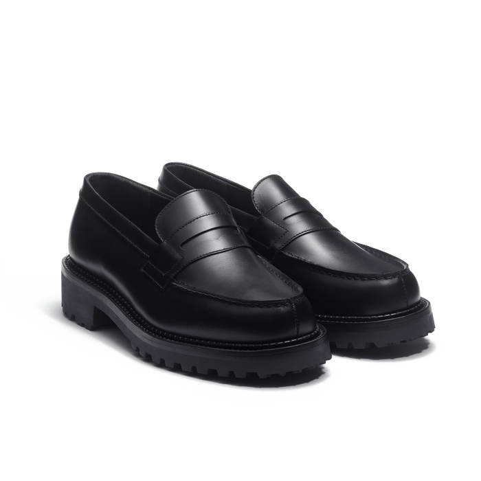 J.m. Weston Mocassin 180 Commando Femme En Cuir Veau Box Noir