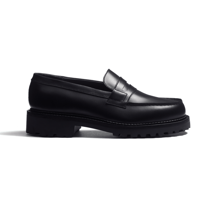 j.m. weston Mocassin 180 commando femme en cuir veau box noir