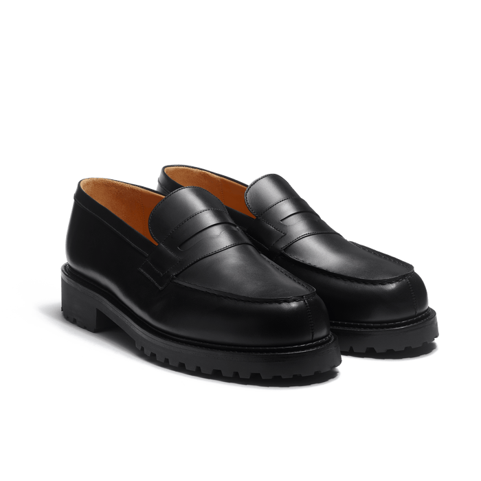 J.m. Weston Mocassin 180 Commando Homme En Cuir Veau Box Noir