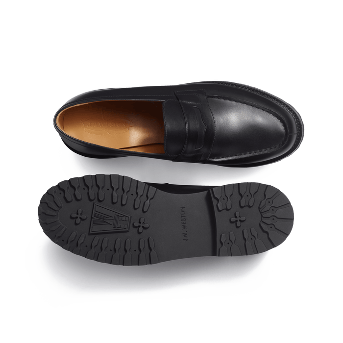 J.m. Weston Mocassin 180 Commando Homme En Cuir Veau Box Noir