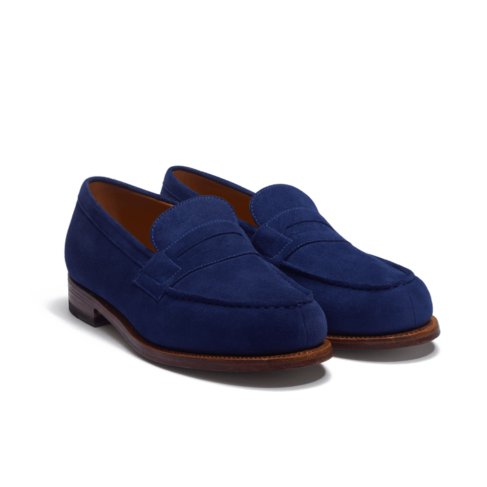 J.m. Weston Mocassin 180 Femme En Cuir Chèvre Velours Bleu De Limoges