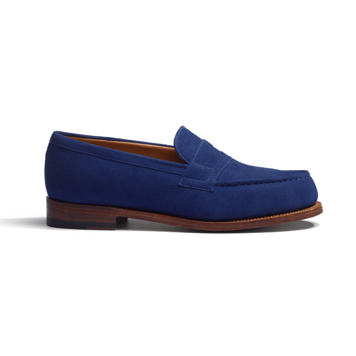 j.m. weston Mocassin 180 femme en cuir chèvre velours bleu de Limoges