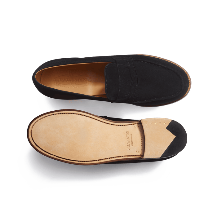 J.m. Weston Mocassin 180 Femme En Cuir Chèvre Velours Noir