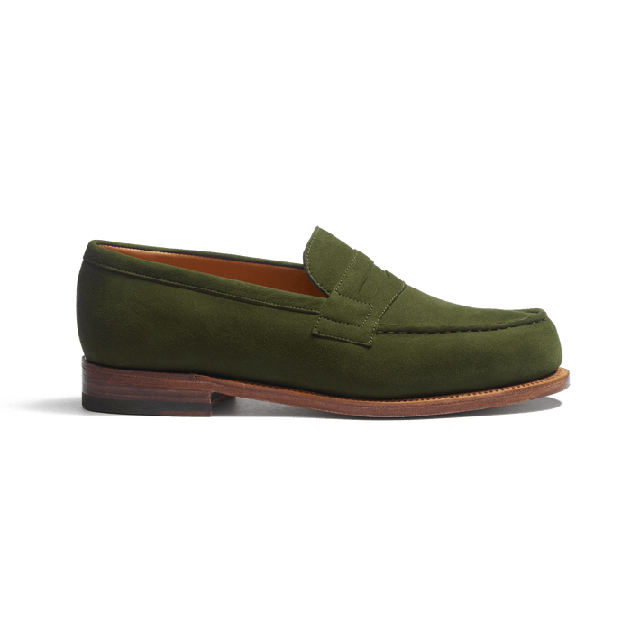 j.m. weston Mocassin 180 femme en cuir chèvre velours vert foncé