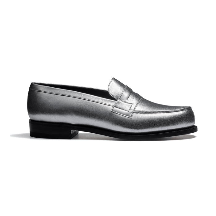 j.m. weston Mocassin 180 femme en cuir grainé argent