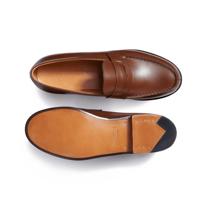 J.m. Weston Mocassin 180 Femme En Cuir Lisse Marron Bergeronnette