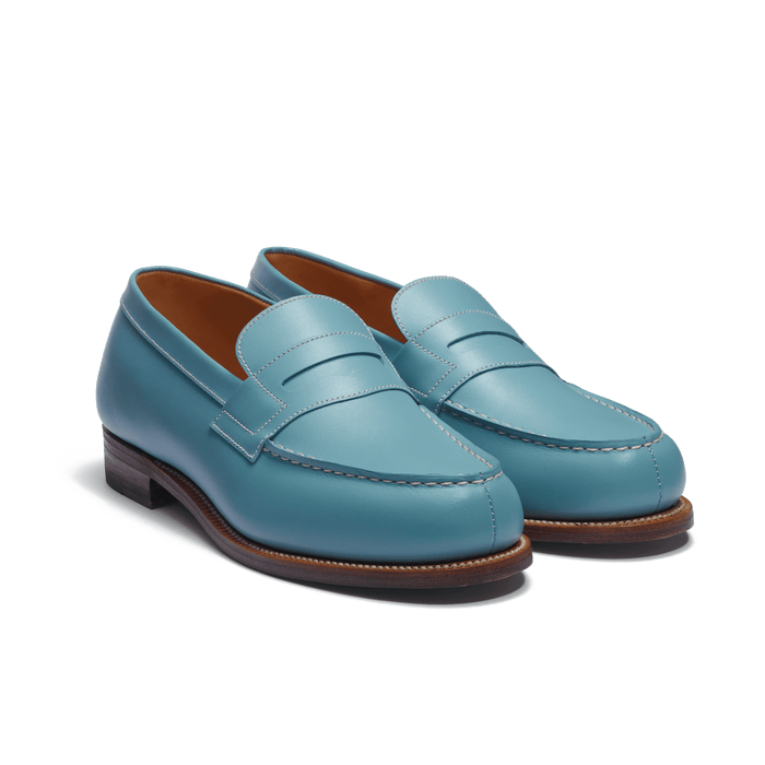 J.m. Weston Mocassin 180 Femme En Cuir Veau Box Bleu Campanule