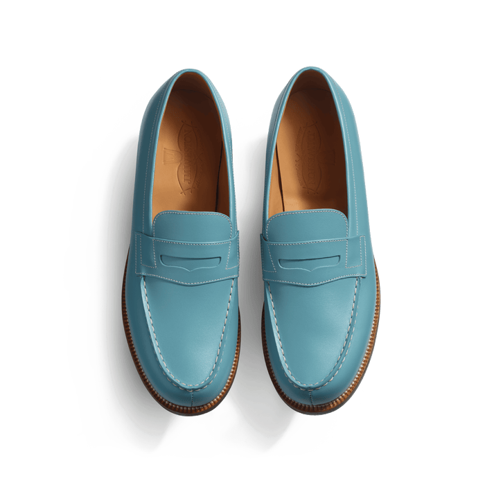 J.m. Weston Mocassin 180 Femme En Cuir Veau Box Bleu Campanule