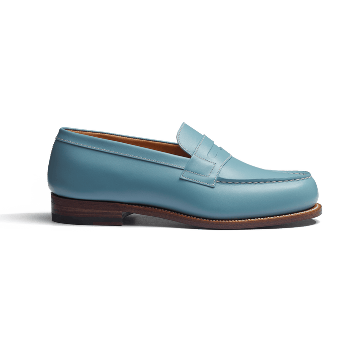 j.m. weston Mocassin 180 femme en cuir veau box bleu campanule