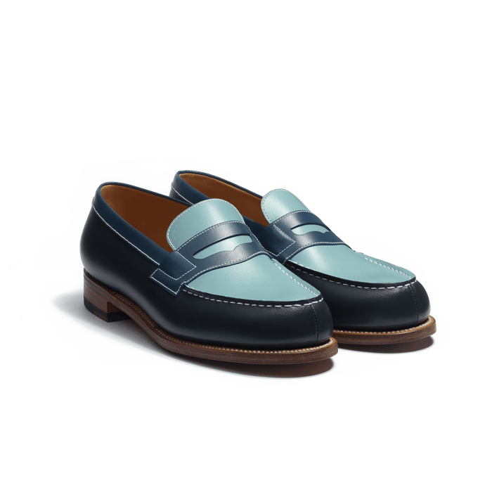 J.m. Weston Mocassin 180 Femme En Cuir Veau Box Camaïeu De Bleu