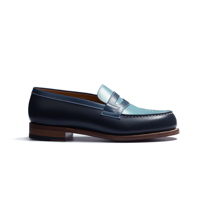 j.m. weston Mocassin 180 femme en cuir veau box camaïeu de bleu