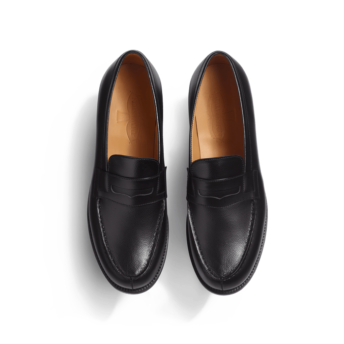 J.m. Weston Mocassin 180 Femme En Cuir Veau Box Noir & Cuir Chèvre Grainée Noire