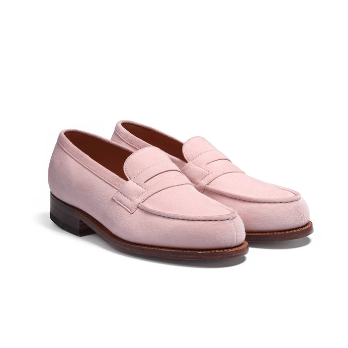 J.m. Weston Mocassin 180 Femme En Cuir Velours Rose Pâle