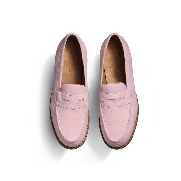 J.m. Weston Mocassin 180 Femme En Cuir Velours Rose Pâle
