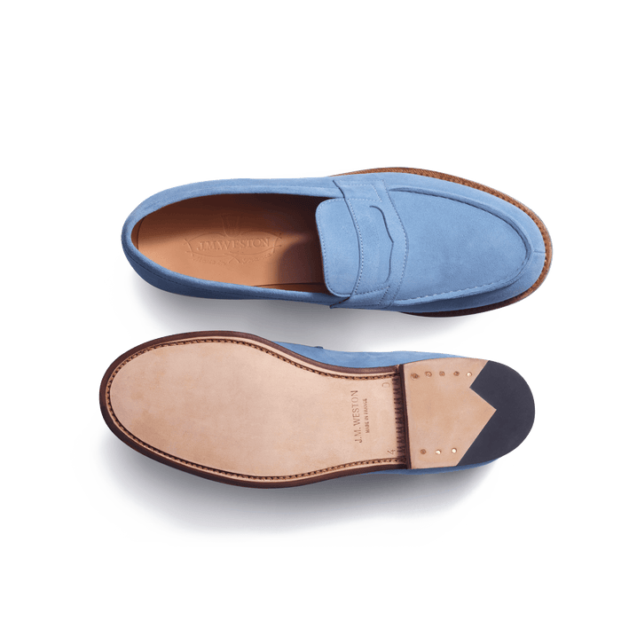 J.m. Weston Mocassin 180 Femme En Velours Bleu Clair
