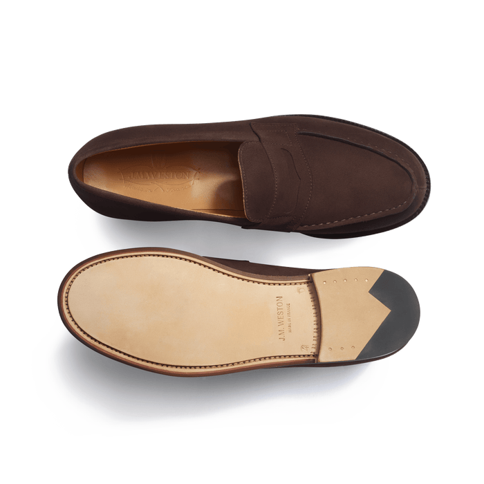 J.m. Weston Mocassin 180 Femme En Velours Marron Foncé