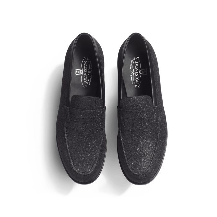 J.m. Weston Mocassin 180 Homme En Cuir Chèvre Noir à Effet Pailleté