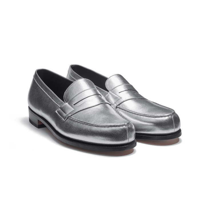 J.m. Weston Mocassin 180 Homme En Cuir De Veau Grainé Argent