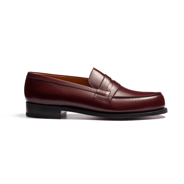 j.m. weston Mocassin 180 homme en cuir lisse bordeaux toucan