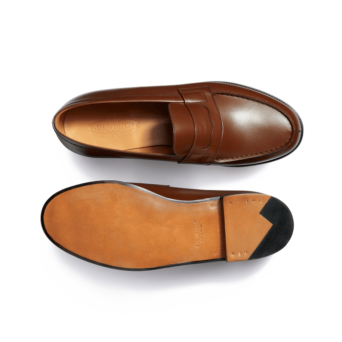 J.m. Weston Mocassin 180 Homme En Cuir Lisse Marron Bergeronnette