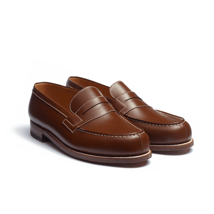 J.m. Weston Mocassin 180 Homme En Cuir Veau Box Bergeronnette Piqûre Contrastée écrue