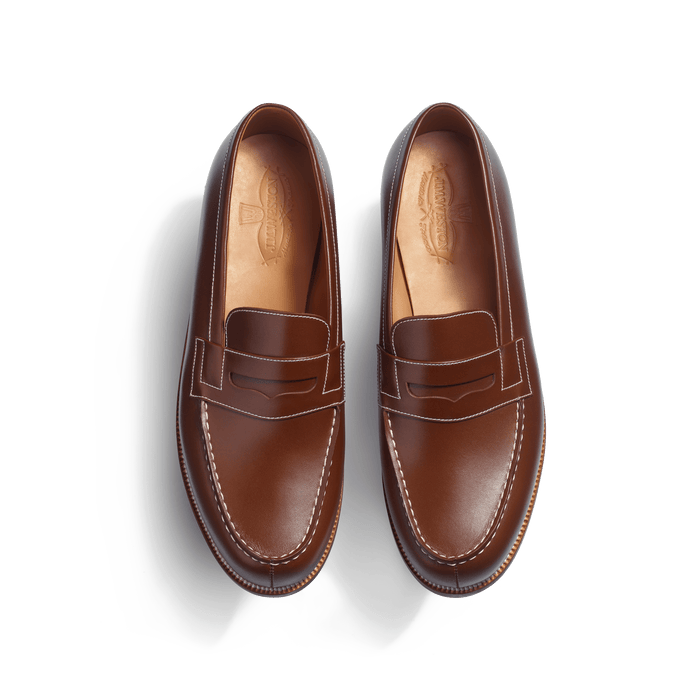 J.m. Weston Mocassin 180 Homme En Cuir Veau Box Bergeronnette Piqûre Contrastée écrue