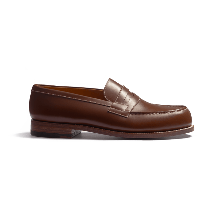 j.m. weston Mocassin 180 homme en cuir veau box bergeronnette piqûre contrastée écrue