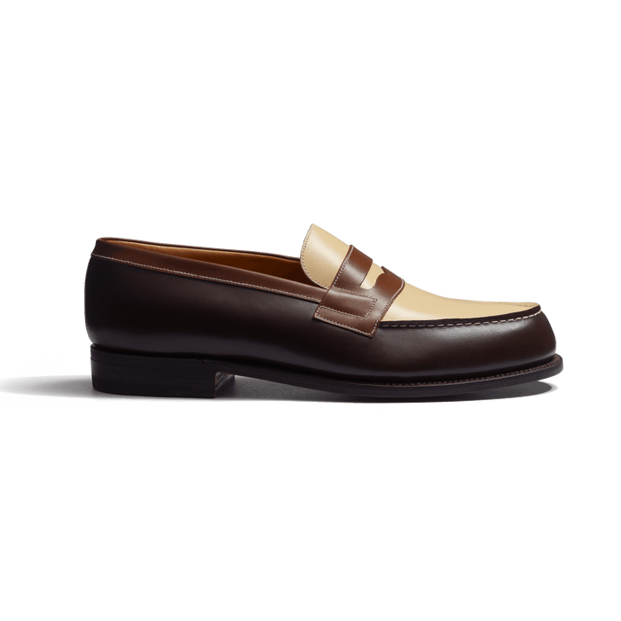 j.m. weston Mocassin 180 homme en cuir veau box mélèze bergeronnette et porcelaine