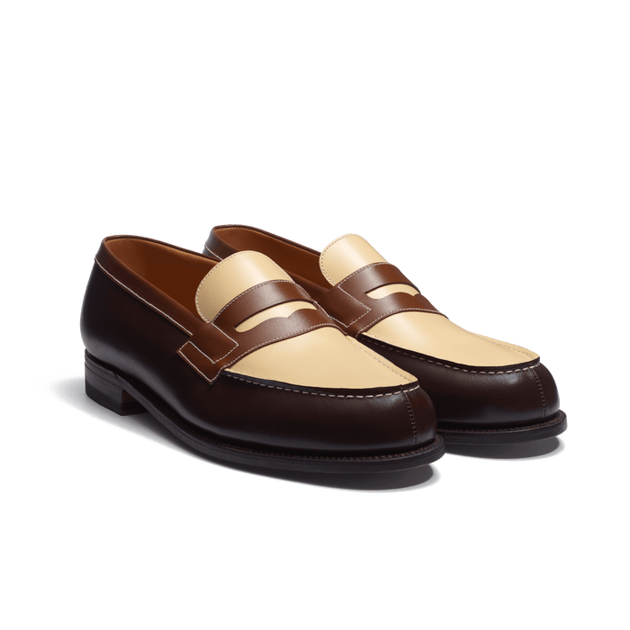 J.m. Weston Mocassin 180 Homme En Cuir Veau Box Mélèze Bergeronnette Et Porcelaine