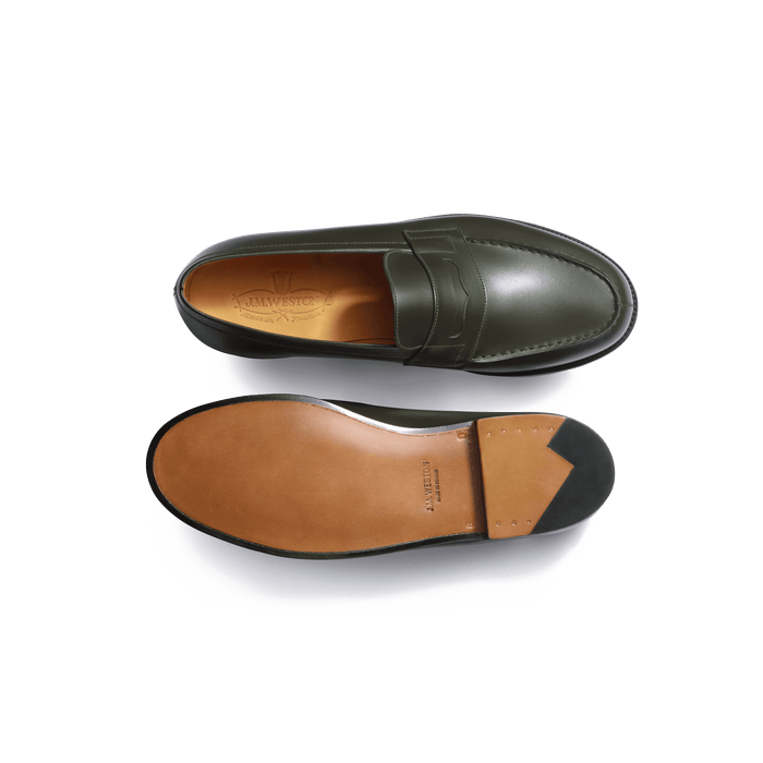 J.m. Weston Mocassin 180 Homme En Cuir Veau Box Vert