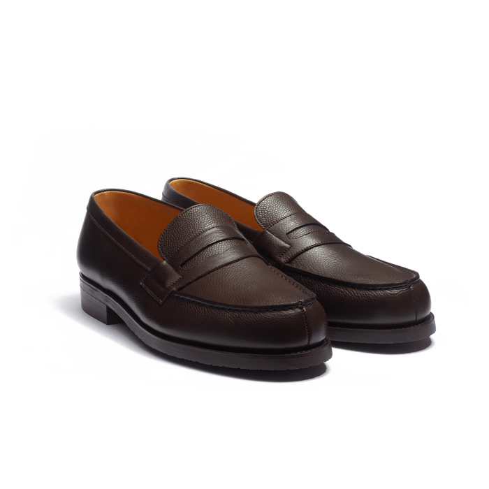 J.m. Weston Mocassin 180 Homme En Cuir Veau Grain Caviar Café