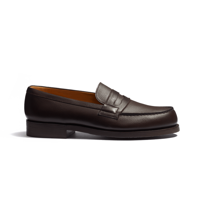 j.m. weston Mocassin 180 homme en cuir veau grain caviar café
