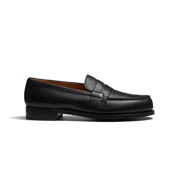 j.m. weston Mocassin 180 homme en cuir veau grain caviar noir
