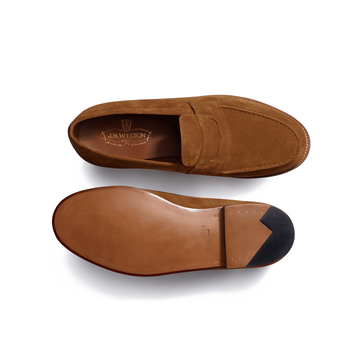 J.m. Weston Mocassin 180 Homme En Cuir Veau Velours Beachnut