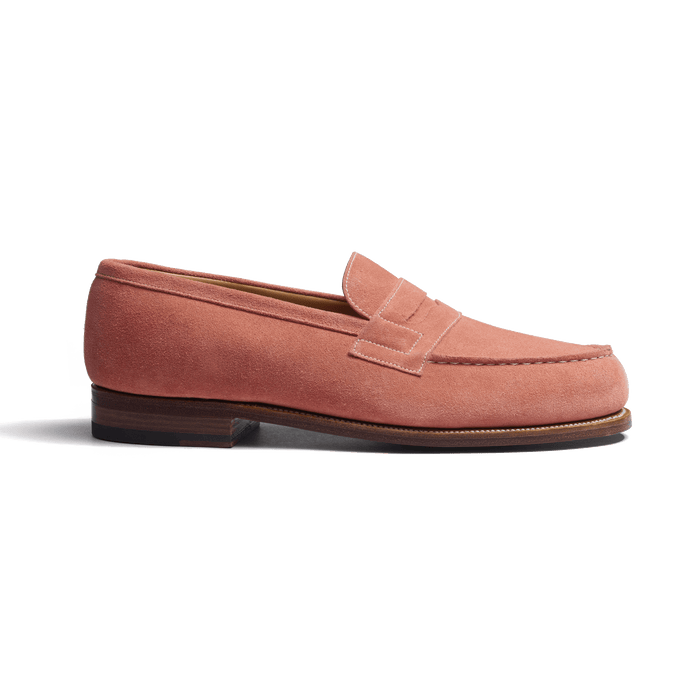 j.m. weston Mocassin 180 homme en cuir veau velours bois de rose