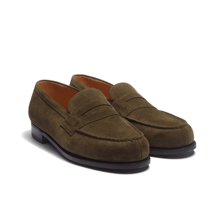 J.m. Weston Mocassin 180 Homme En Cuir Veau Velours Kaki