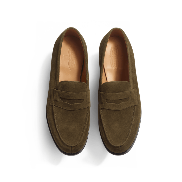 J.m. Weston Mocassin 180 Homme En Cuir Veau Velours Kaki